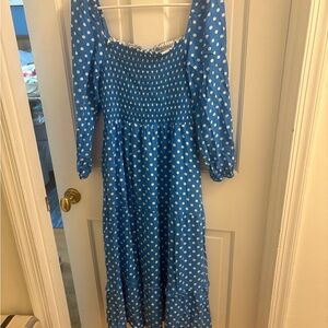 Blue and White Polka Dot Dress